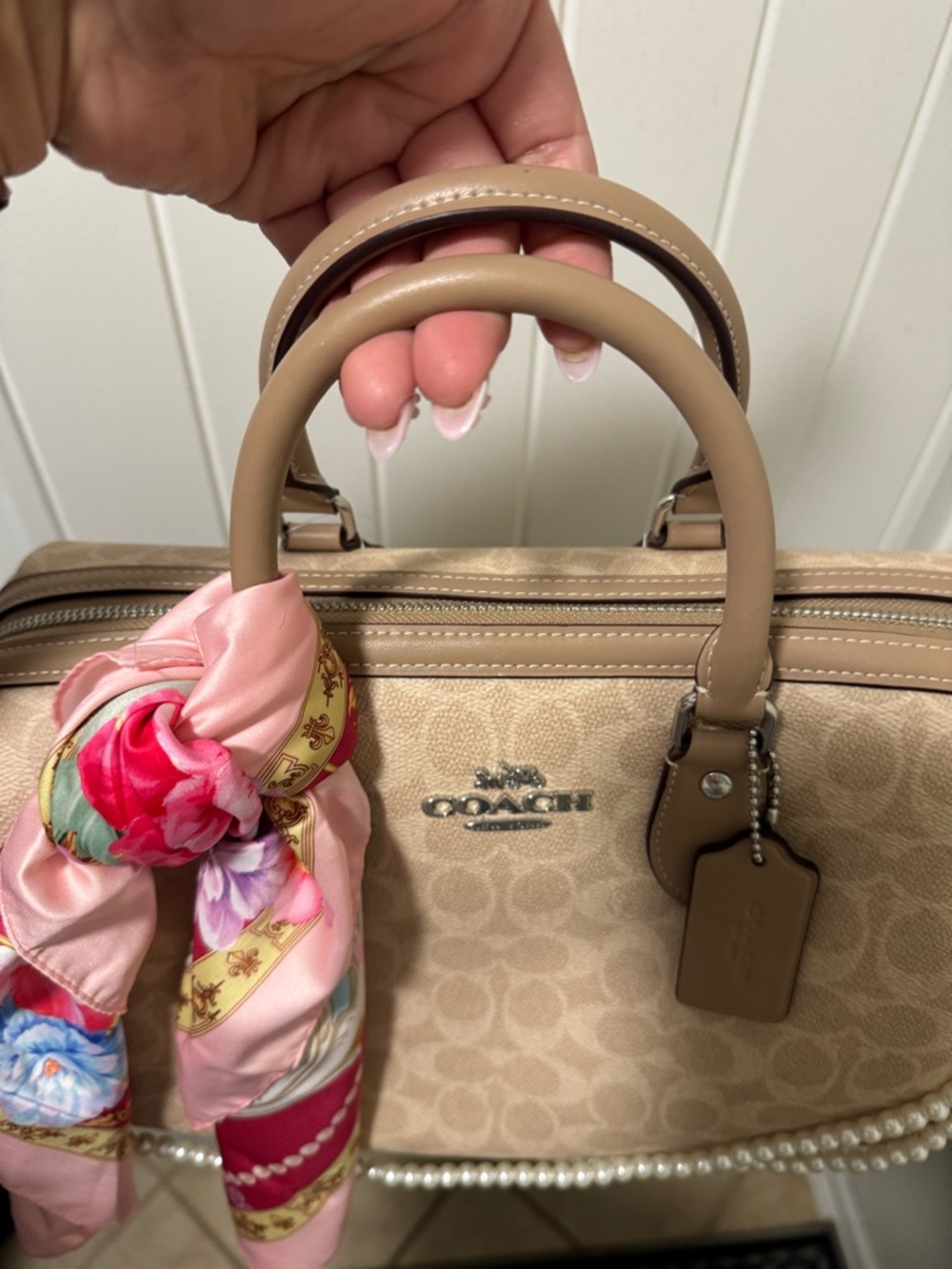 NWT Coach Large Rowan Signature Print Taupe - Picture 3 of 7